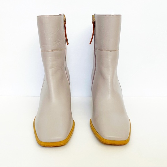 ALOHAS light purple brown leather west vintage chunky block heel ankle boots - Picture 4 of 14